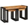 Suklijuotas stalas 3 pcs Kietas mangų medis ir metalas
