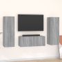 TV spintelių komplektas, 3 dalių, pilkas ąžuolo, mediena