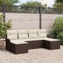 Sodo Sofų Rinkinys su pagalve 6 pcs Ruda Poli ratanas