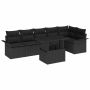 Sodo Sofų Rinkinys su pagalve 7 pcs Juoda Poli ratanas