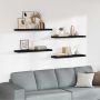 Pakabinamos lentynos, 4vnt., juodos, 90x23,5x3,8cm, MDF