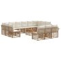 Lauko sofos komplektas 14 pcs Natūralus ir grietinėlės baltas