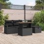 Sodo Sofų Rinkinys su pagalve 6 pcs Juoda poliratanas