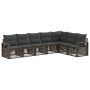 Sodo Sofų Rinkinys 7 pcs Pilka poliratanas