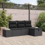 Sodo Sofų Rinkinys su pagalve 4 pcs Juoda Poli ratanas