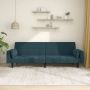 Dvivietė sofa-lova su dvejomis pagalvėmis, mėlyna, aksomas
