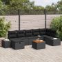 Sodo Sofų Rinkinys su pagalve 8 pcs Juoda poliratanas