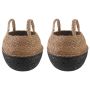 Vazonas su rankenomis 2 pcs Juoda Ø 22 x 20 cm 100% Jūros žolė