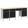 Darbo spinta su stalčių su užraktu 4 pcs Juoda 200 x 55 x 85 cm