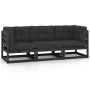 Trivietė sodo sofa su pagalvėlėmis, pušies medienos masyvas
