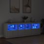 Šoninė spintelė su LED lemputėmis, baltos spalvos, 202x37x67cm