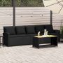 Sodo sofa, 5 vietų, su pagalvėlėmis, juoda, poliratanas