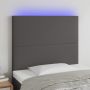 Galvūgalis su LED, pilkas, 80x5x118/128cm, dirbtinė oda