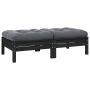 Dvivietė sodo sofa su pagalvėlėmis, juoda, pušies masyvas
