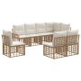 Lauko sofos komplektas 8 pcs Natūralus ir grietinėlės baltas