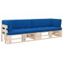 Dvivietė sofa iš palečių su pagalvėlėmis, impregnuota pušis