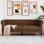 Trivietė chesterfield sofa, rudos spalvos, audinys