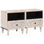 Lovos spintelė 2 pcs Balta 40 x 33 x 46 cm Kietas mango medis