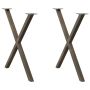 Valgomojo stalo kojelės, X formos, 2 vnt., natūralus plienas, 70x(72-73) cm, plienas