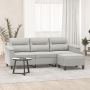 Trivietė sofa su pakoja, šviesiai pilka, 180cm, audinys