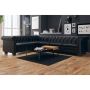 Chesterfield kampinė šešiavietė sofa, dirbtinė oda, juoda