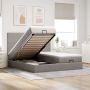 Osmanų lovos rėmas su čiužiniais, taupe, 200x200cm, audinys