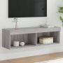 TV spintelė su LED lemputėmis, pilka ąžuolo, 100x30x30cm