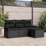 Sodo Sofų Rinkinys su pagalve 4 pcs Juoda Poli ratanas