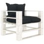 Sodo sofa iš palečių su antracito spalvos pagalvėmis, mediena