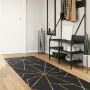 Kilimas, juodas ir auksinis, 80x300 cm, plaunamas