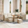 Sodo Sofų Rinkinys su pagalve 9 pcs smėlio ir kreminės spalvos