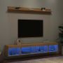 Sieninė TV sekcija su LED, 5 dalių, ąžuolo, apdirbta mediena