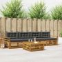 Lauko sofos komplektas su pagalve 5 pcs Natūralus ir antracitas