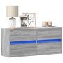 Sieninė TV spintelė su LED lemputėmis, pilka, 100x31x45cm