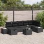 Sodo Sofų Rinkinys su pagalve 8 pcs Juoda poliratanas