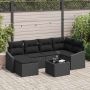 Sofos komplektas su pagalve 7 pcs Juoda poliratanas