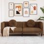 Trivietė sofa su pagalvėlėmis, ruda, dirbtinė versta oda