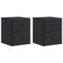 Sieninis naktinis staliukas 2 pcs Juoda 34,5 x 33 x 40 cm