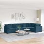 Modulinė sofa su pagalvėlėmis, aksominė, mėlyna