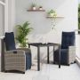 Sodo valgomojo komplektas su pagalve 3 pcs Pilka poliratanas