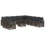 Sodo Sofų Rinkinys 12 pcs Pilka poliratanas