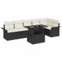 Sodo Sofų Rinkinys su pagalve 7 pcs Juoda Poli ratanas