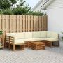 Lauko sofos komplektas su pagalve 8 pcs Natūralus ir grietinėlė