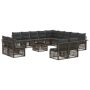Sodo Sofų Rinkinys 14 pcs Pilka poliratanas