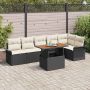Sodo Sofų Rinkinys su saugykla 7 pcs Juoda Poli ratanas
