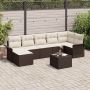 Sodo Sofų Rinkinys su pagalve 8 pcs Ruda Poli ratanas