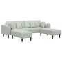 Sofa su pagalve 3 pcs Šviesiai pilka Aksomas
