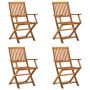 Sulankstomos lauko kėdės, 4 vnt., akacijos medienos masyvas