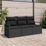 Sodo Sofų Rinkinys su pagalve 3 pcs Juoda poliratanas