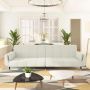 Dvivietė sofa-lova su dvejomis pagalvėmis, kreminė, aksomas